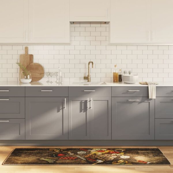 Biloxi Polyester Anti-Slip Kitchen Rug - Brown