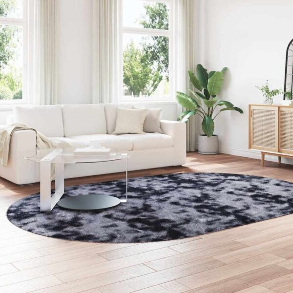 Biloxi Polyester Oval High Pile Shaggy Rug - Dark Grey