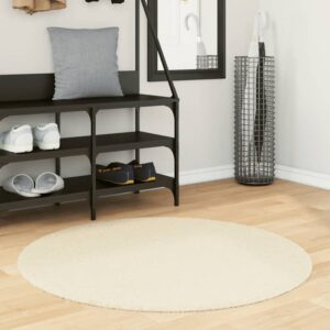 Hopkins 100cm Polyester Round Non-Slip Washable Rug - Cream