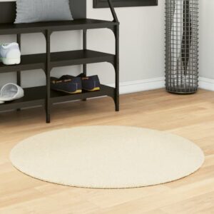 Hopkins 80cm Polyester Round Non-Slip Washable Rug - Cream
